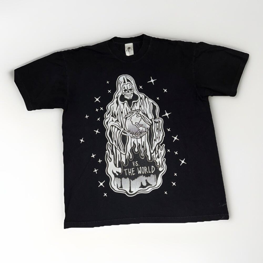 Warren Lotas “VS The World” Graphic T-Shirt Black Large 22x27 Streetwear